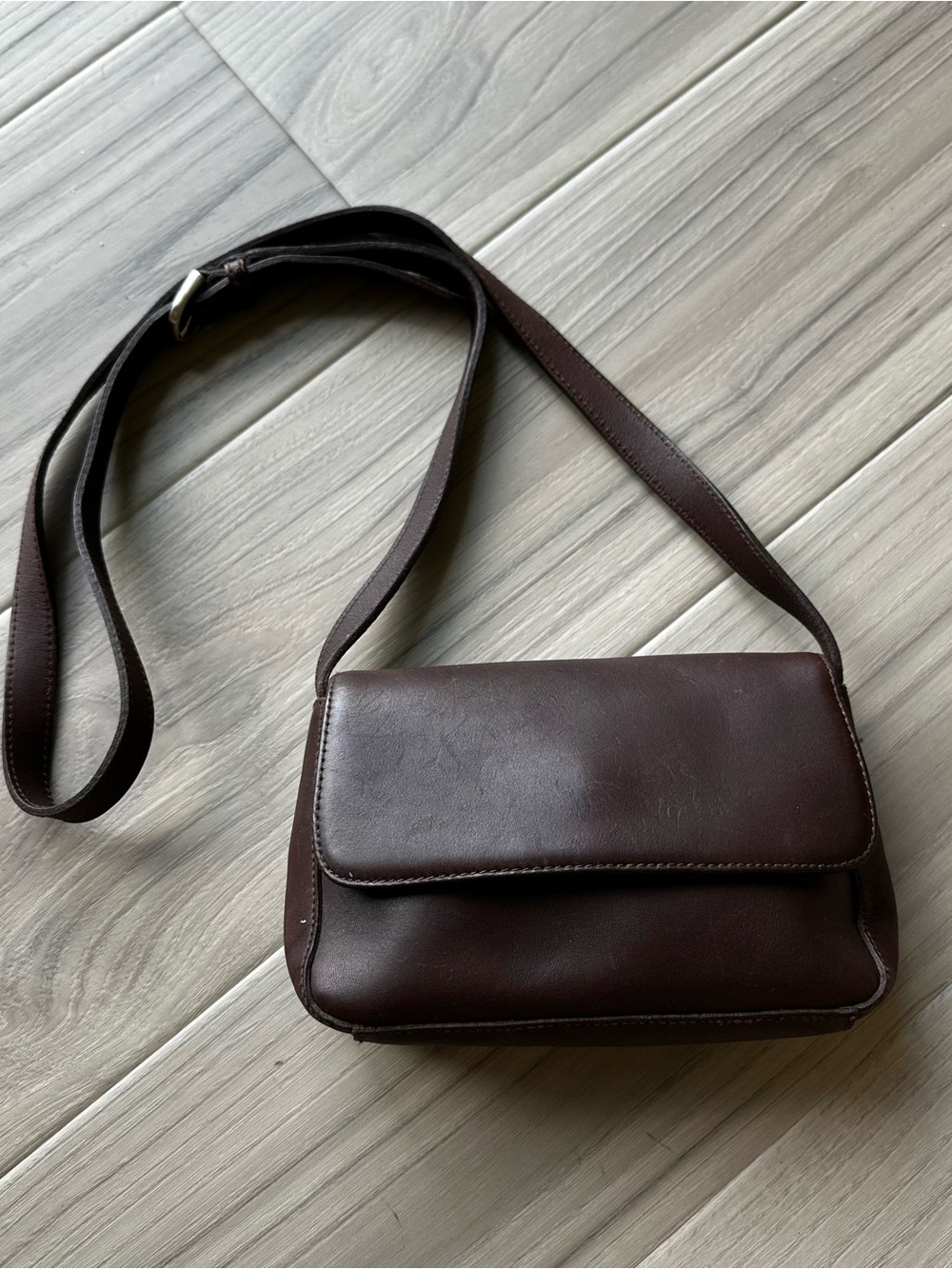 Vintage Brown Leather Crossbody Bag